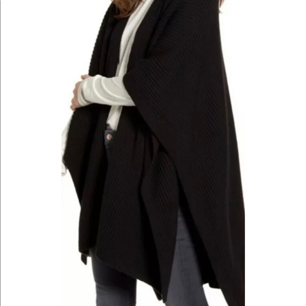 Allsaints Traveling Ribbed Ruana Cardigan Sweater Gray One Size NWT